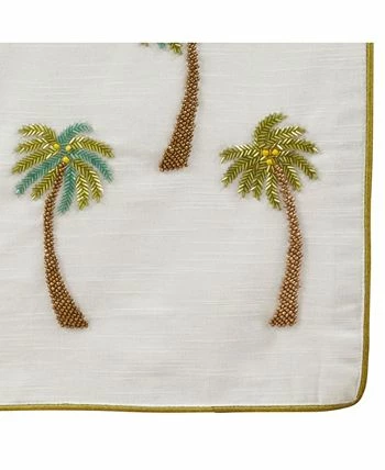 Saro Lifestyle Cotton Table Runner With Beaded Palm Trees - Image 3