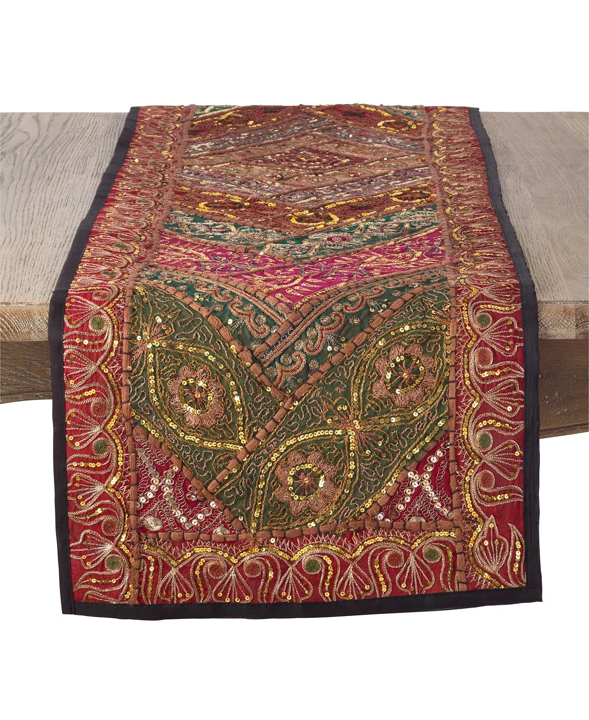 Saro Lifestyle Handmade Sari 'Sitara' Table Runner 5 Saro Lifestyle Handmade Sari 'Sitara' Table Runner - Image 3