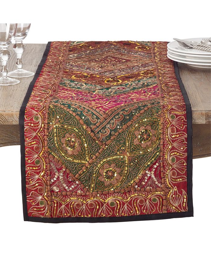 Saro Lifestyle Handmade Sari 'Sitara' Table Runner 3 Saro Lifestyle Handmade Sari 'Sitara' Table Runner