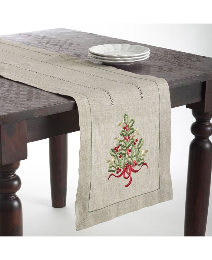 Christmas Tree Design Embroidered Table Topper Or Table Runner Saro Lifestyle Christmas Tree Design Embroidered Table Topper Or Table Runner -VilleroyBoch shop