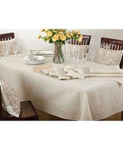 Saro Lifestyle Embroidered Swirl Design Linen Blend Runner -VilleroyBoch shop 16216689 fpx