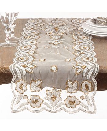 Hand-Beaded Table Runner Saro Lifestyle Hand-Beaded Table Runner -VilleroyBoch shop
