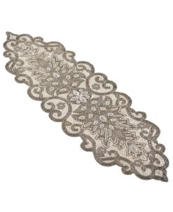 Saro Lifestyle Beaded Scroll Motif Table Runner