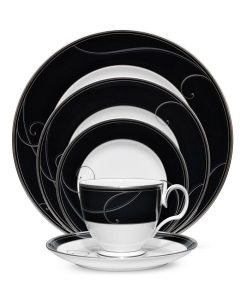 Noritake Platinum Wave Ebony 5 Pc Round Place Setting
