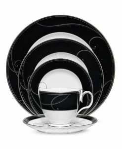 Noritake Platinum Wave Ebony 5 Pc Round Place Setting
