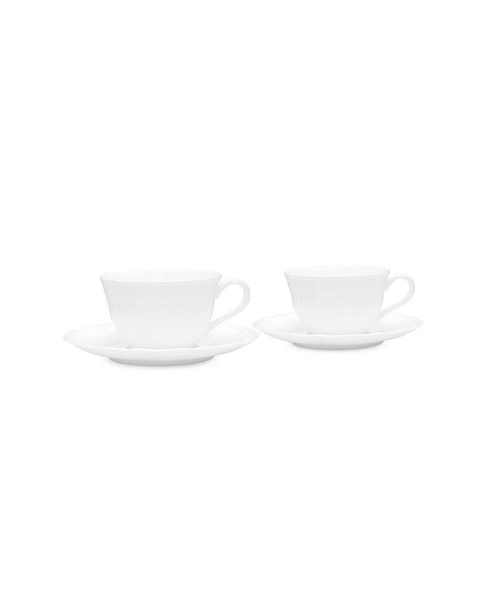 Noritake Cher Blanc Cup & Saucer Set/2 , 3 Noritake Cher Blanc Cup & Saucer Set/2 ,