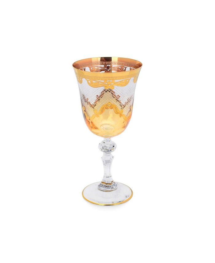 Classic Touch Water Glass With Diamond Cuts, Set Of 6 3 Classic Touch Water Glass With Diamond Cuts, Set Of 6