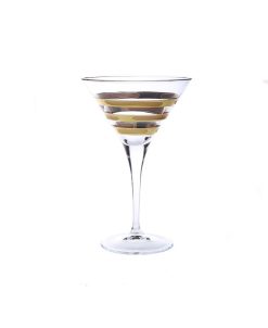 Classic Touch Martini Glass With 14K Gold Brick Design, Set Of 4