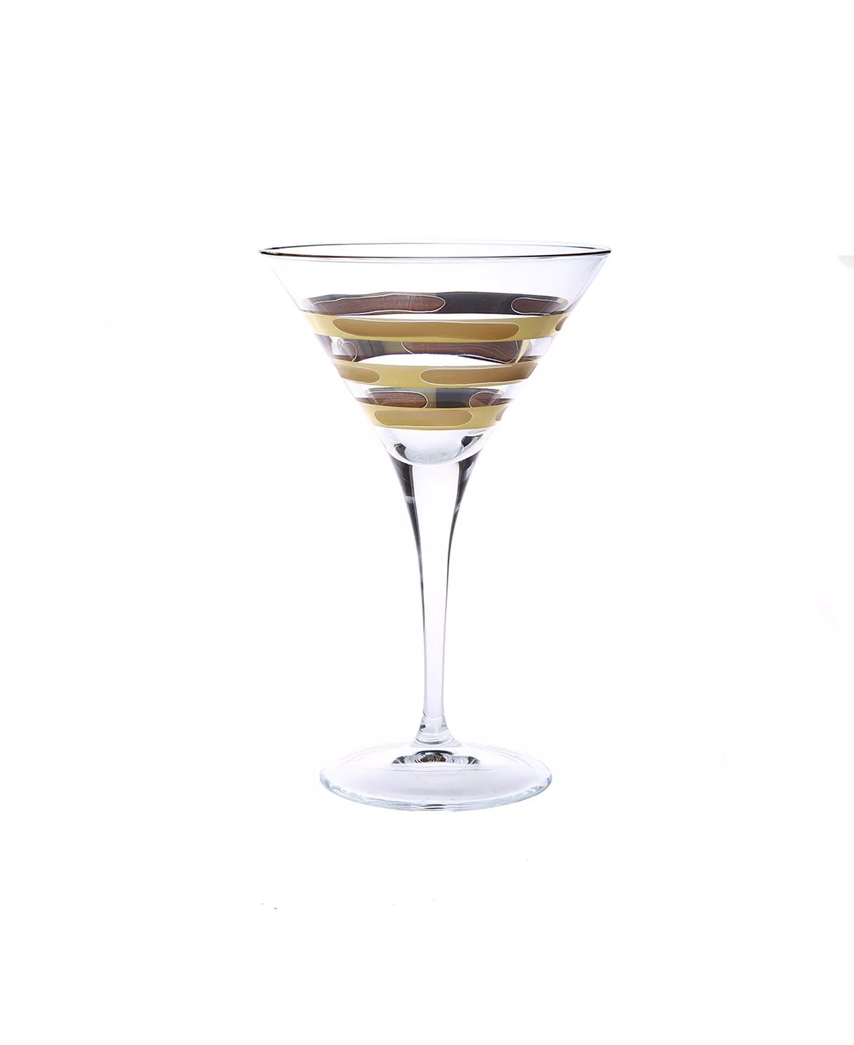 Classic Touch Martini Glass With 14K Gold Brick Design, Set Of 4