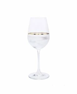 Classic Touch Modern Water Glass With 14K Gold Strip And Design, Set Of 6