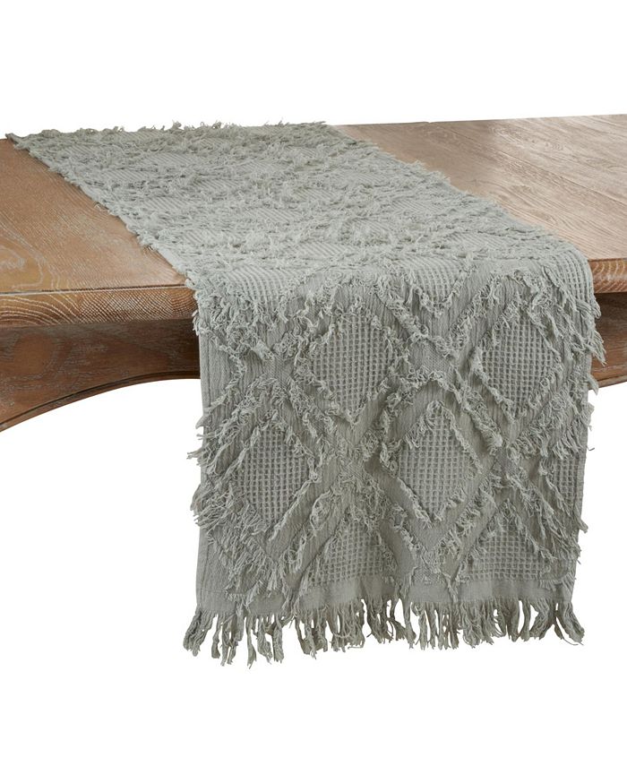 Saro Lifestyle Fringe Waffle Weave Runner 3 Saro Lifestyle Fringe Waffle Weave Runner