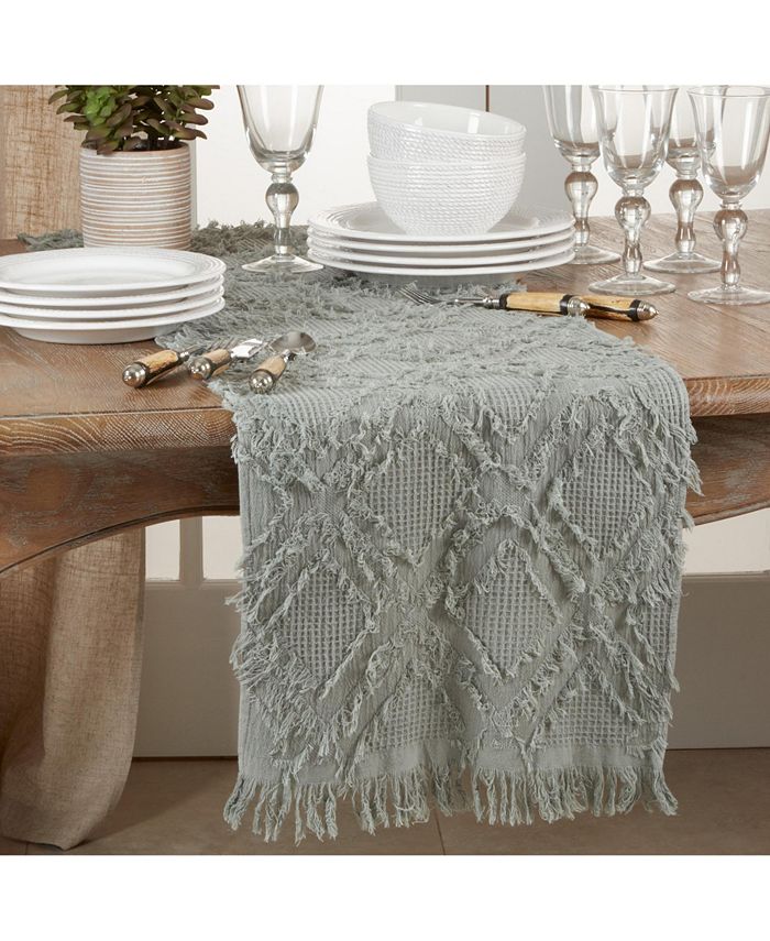 Saro Lifestyle Fringe Waffle Weave Runner 6 Saro Lifestyle Fringe Waffle Weave Runner - Image 4