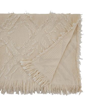 Saro Lifestyle Fringe Waffle Weave Runner 8 Saro Lifestyle Fringe Waffle Weave Runner - Image 6