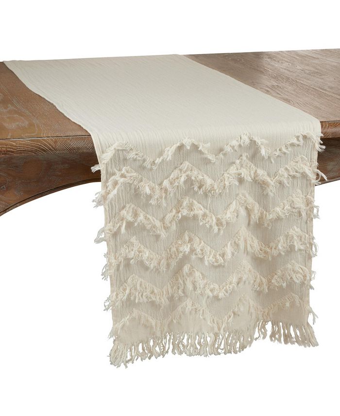 Saro Lifestyle Fringe Chevron Runner 3 Saro Lifestyle Fringe Chevron Runner