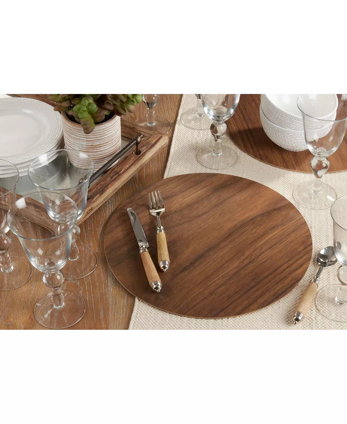 Saro Lifestyle Wood Print Placemat Set Of 4 - Image 4