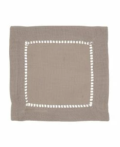 Saro Lifestyle Hemstitched Border Cocktail Napkin Set Of 12