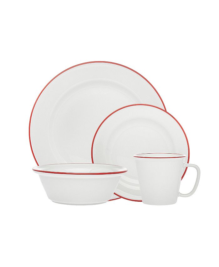Godinger Bistro Red Band 16-PC Porcelain Dinnerware Set 3 Godinger Bistro Red Band 16-PC Porcelain Dinnerware Set