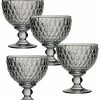 Villeroy & Boch Ston Smoke Crystal Dessert Bowl/ Champagne Glass, Set Of 4