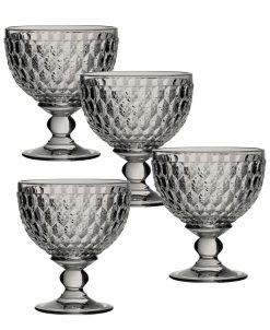 Villeroy & Boch Ston Smoke Crystal Dessert Bowl/ Champagne Glass, Set Of 4