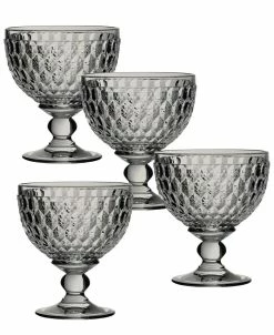 Villeroy & Boch Ston Smoke Crystal Dessert Bowl/ Champagne Glass, Set Of 4