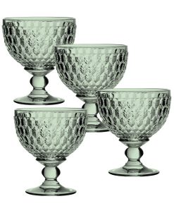 Villeroy & Boch Ston Green Crystal Dessert Bowl/ Champagne Glass, Set Of 4