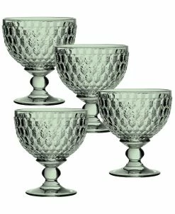 Villeroy & Boch Ston Green Crystal Dessert Bowl/ Champagne Glass, Set Of 4