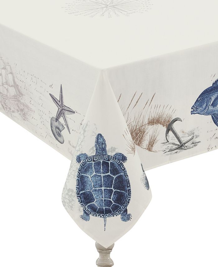Laural Home Seaside Postcard Tablecloth - 70 X 84 3 Laural Home Seaside Postcard Tablecloth - 70 X 84