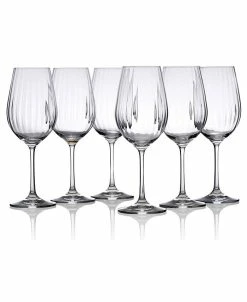 Classic Touch Water Glasses With Straight Cut Design, Set Of 6