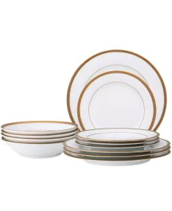 Noritake Charlotta Gold 12 Pc Dinnerware Set -VilleroyBoch shop 18837727 fpx