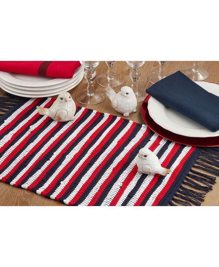 Chindi Placemats With Striped Patriotic Design, Set Of 4, 20 X 14 Saro Lifestyle Chindi Placemats With Striped Patriotic Design, Set Of 4, 20 X 14 -VilleroyBoch shop