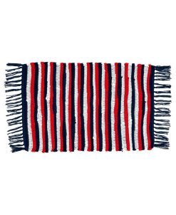 Saro Lifestyle Chindi Placemats With Striped Patriotic Design, Set Of 4, 20 X 14