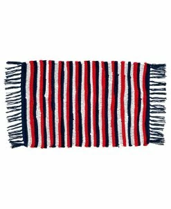 Saro Lifestyle Chindi Placemats With Striped Patriotic Design, Set Of 4, 20 X 14