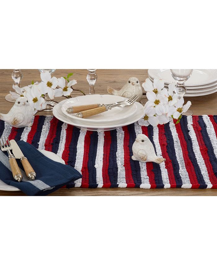 Chindi Table Runner With Striped Patriotic Design, 72 X 16 Saro Lifestyle Chindi Table Runner With Striped Patriotic Design, 72 X 16 -VilleroyBoch shop