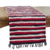 Saro Lifestyle Chindi Table Runner With Striped Patriotic Design, 72 X 16