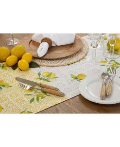 Saro Lifestyle Block Print Table Runner With Lemon Design, 72 X 16 -VilleroyBoch shop 18876157 fpx