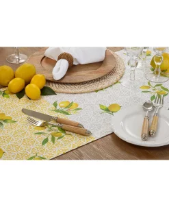 Saro Lifestyle Block Print Table Runner With Lemon Design, 72 X 16 -VilleroyBoch shop 18876157 fpx