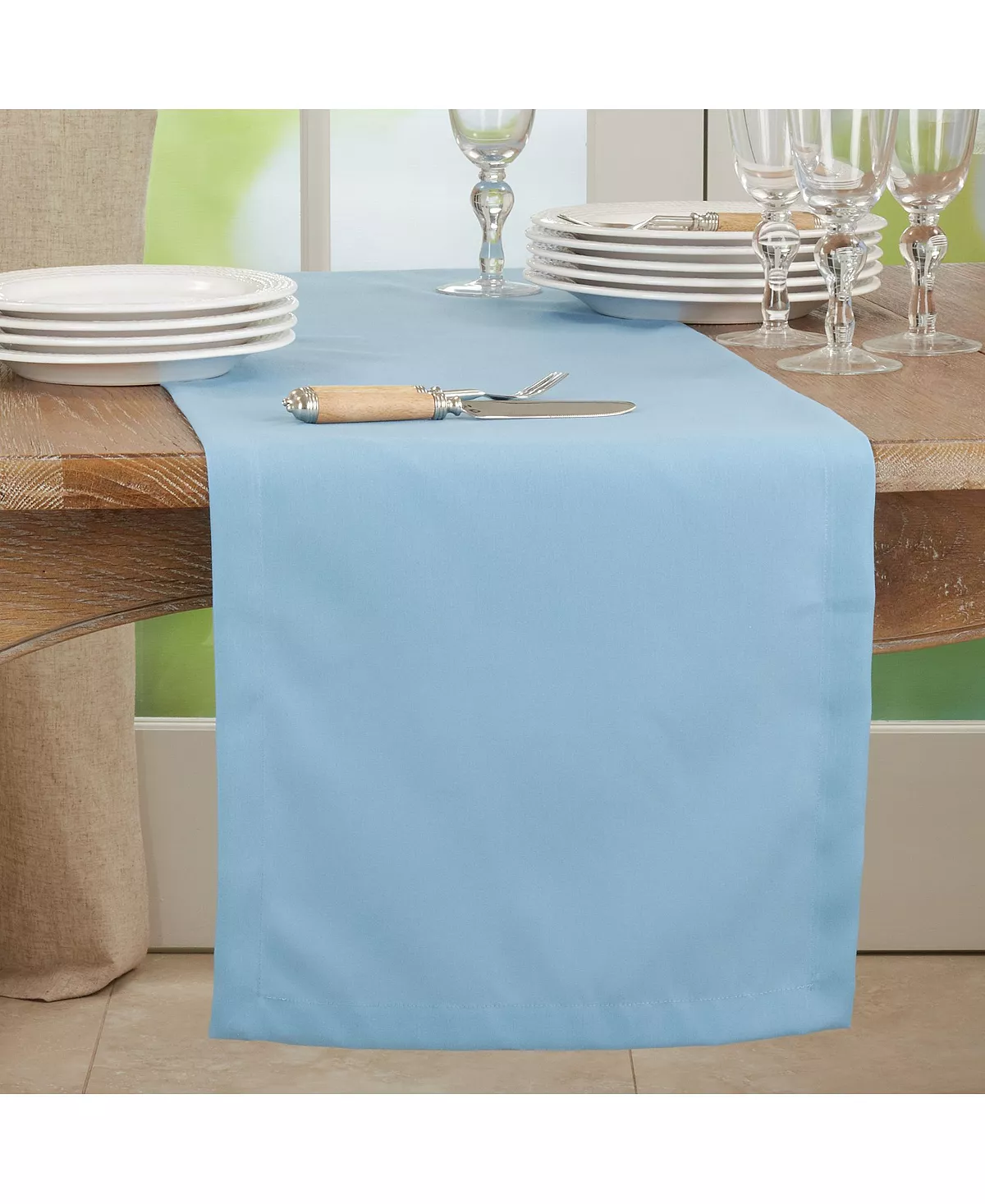 Saro Lifestyle Everyday Design Solid Color Table Runner, 120 X 16 - Image 3