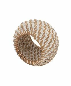 Saro Lifestyle Rattan Napkin Rings With Woven Design, Set Of 4, 2.4 X 2.4
