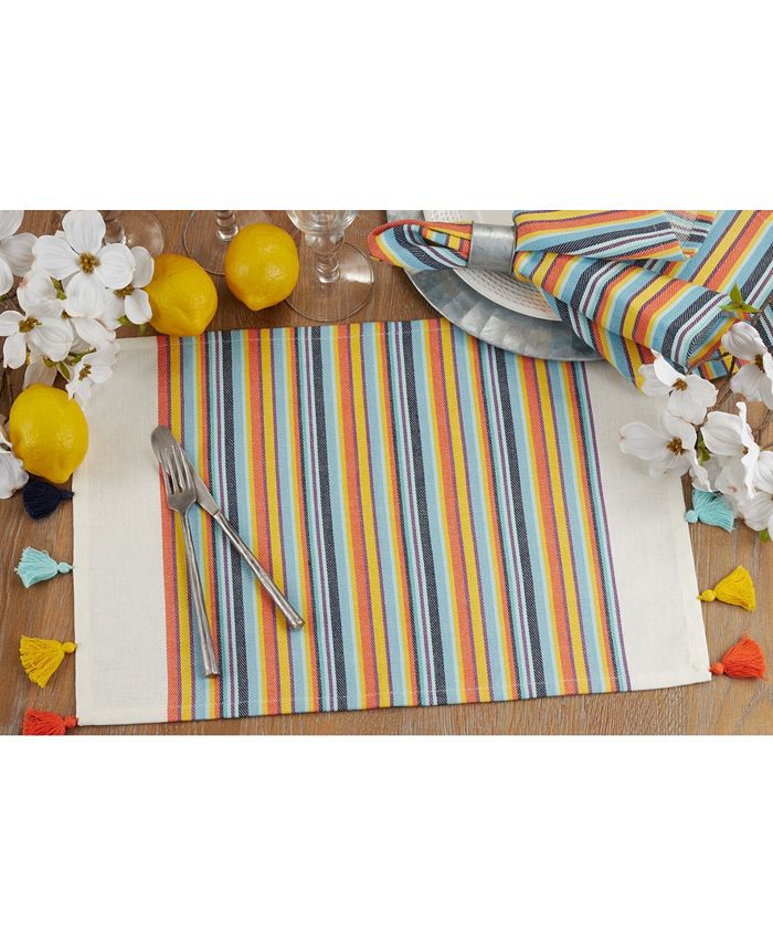 Fiesta Placemats With Stripe Design, Set Of 4, 20 X 14 Saro Lifestyle Fiesta Placemats With Stripe Design, Set Of 4, 20 X 14 -VilleroyBoch shop