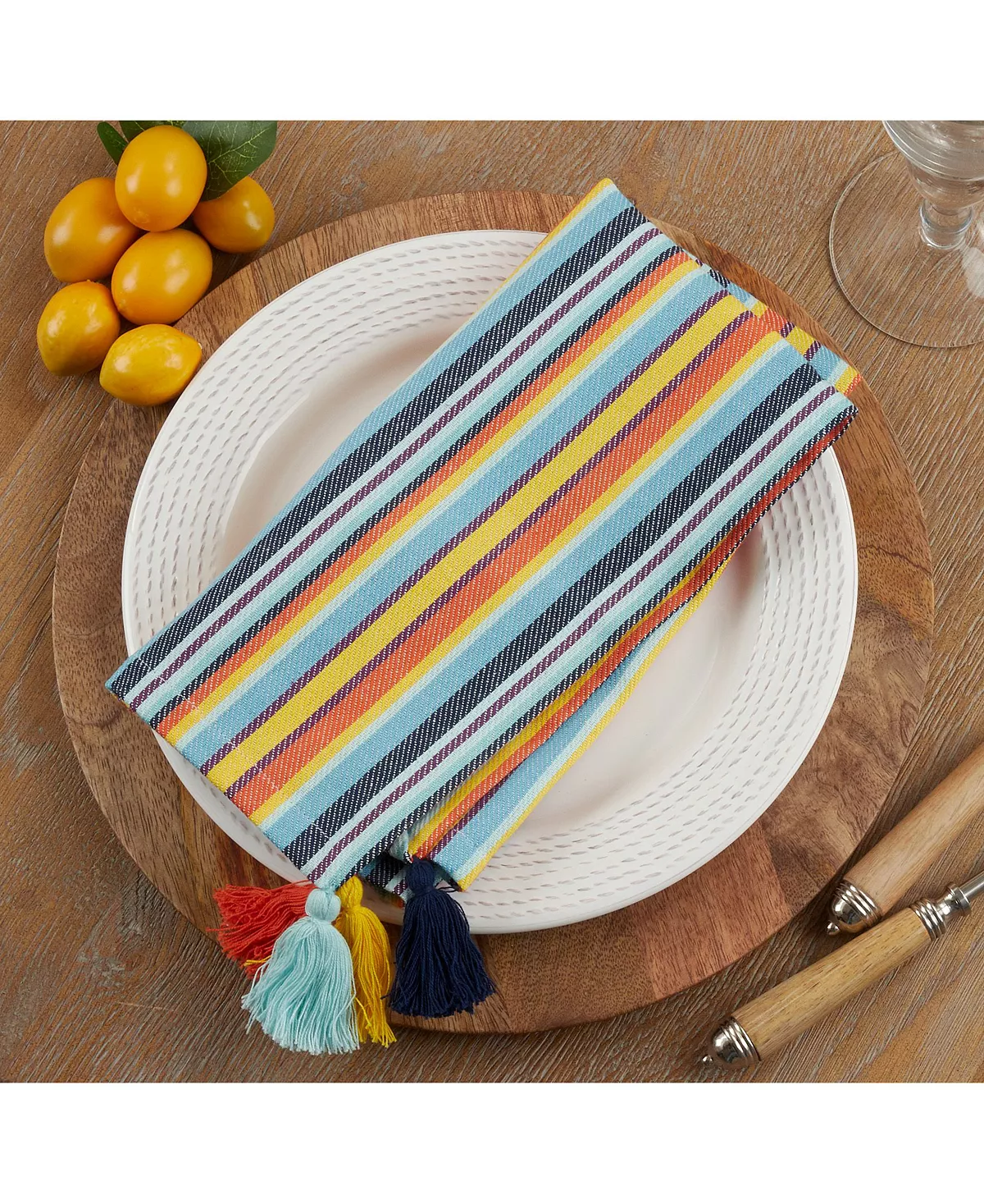 Saro Lifestyle Fiesta Table Napkins With Stripe Design, Set Of 4, 20 X 20 - Image 5