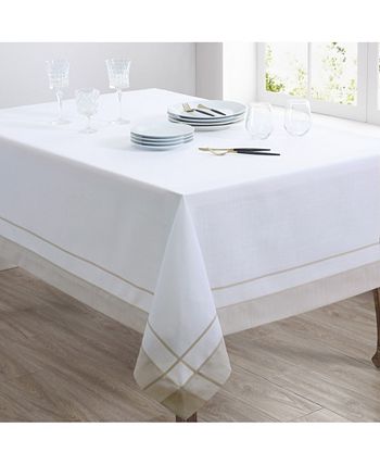 Casual Tablecloth With Banded Border Design, 72 X 72 Saro Lifestyle Casual Tablecloth With Banded Border Design, 72 X 72 -VilleroyBoch shop