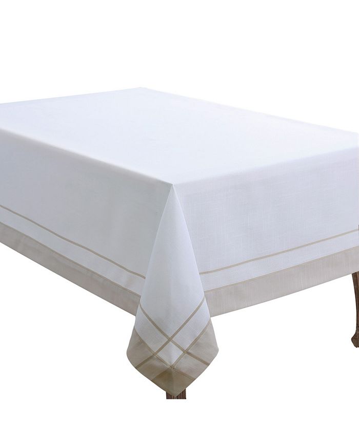 Saro Lifestyle Casual Tablecloth With Banded Border Design, 90 X 72 3 Saro Lifestyle Casual Tablecloth With Banded Border Design, 90 X 72