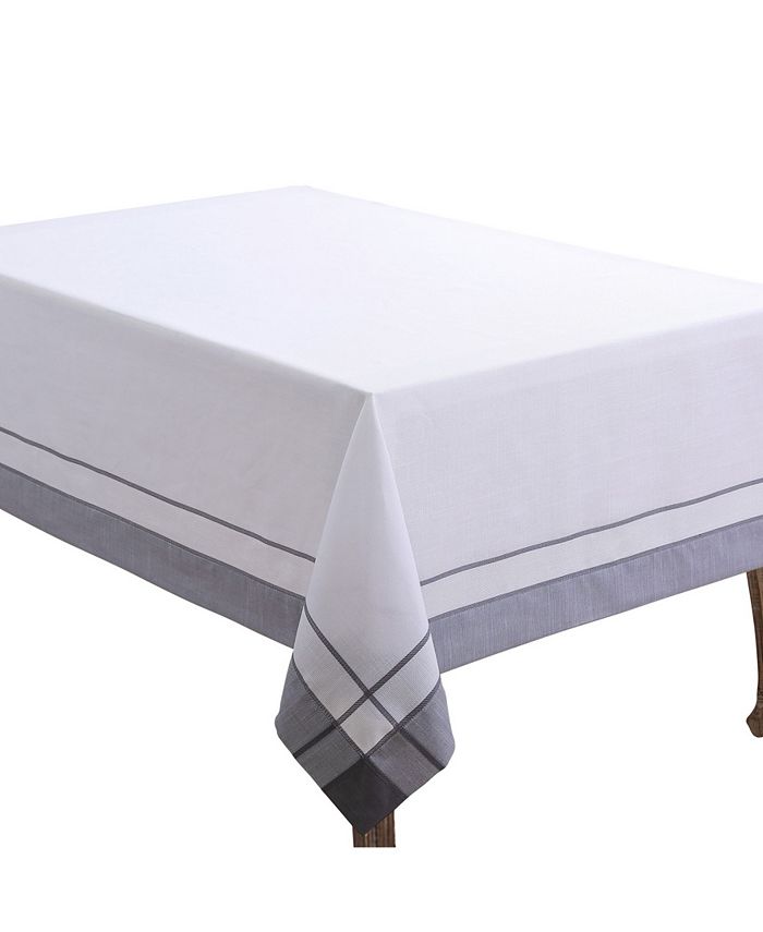 Saro Lifestyle Casual Tablecloth With Banded Border Design, 72 X 54 3 Saro Lifestyle Casual Tablecloth With Banded Border Design, 72 X 54