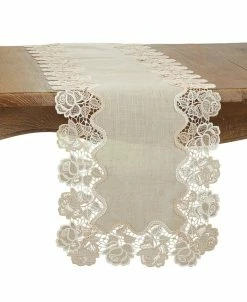 Saro Lifestyle Ce Table Runner With Rose Border Design, 108 X 16