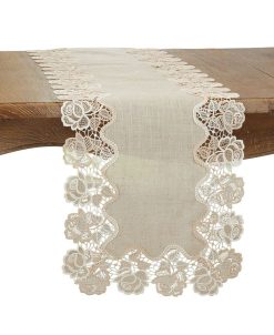 Saro Lifestyle Ce Table Runner With Rose Border Design, 120 X 16