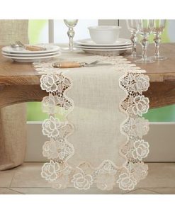 Saro Lifestyle Ce Table Runner With Rose Border Design, 120 X 16 -VilleroyBoch shop 18877564 fpx