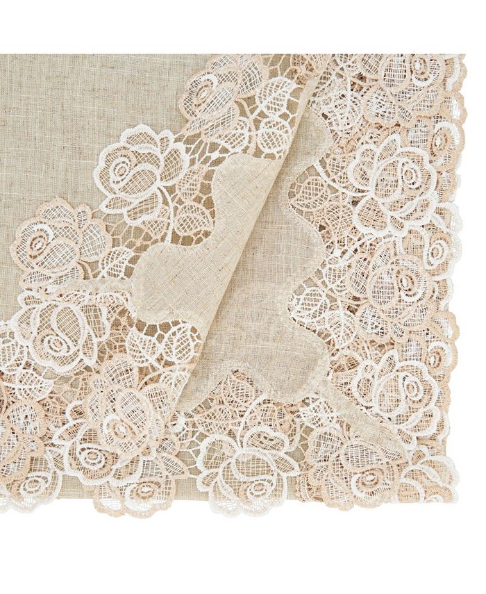 Saro Lifestyle Ce Tablecloth With Rose Border Design, 54 X 54 6 Saro Lifestyle Ce Tablecloth With Rose Border Design, 54 X 54 - Image 4