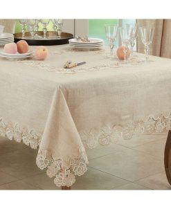 Saro Lifestyle Ce Tablecloth With Rose Border Design, 54 X 54