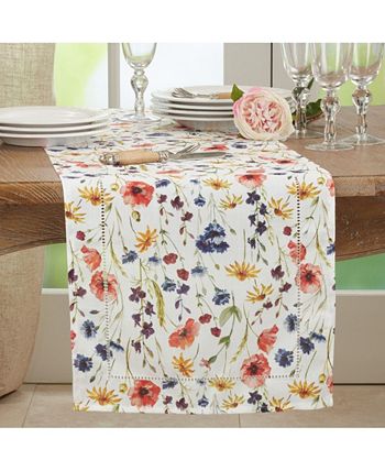Saro Lifestyle Hemstitch Table Runner With Floral Design, 72 X 16 5 Saro Lifestyle Hemstitch Table Runner With Floral Design, 72 X 16 - Image 3
