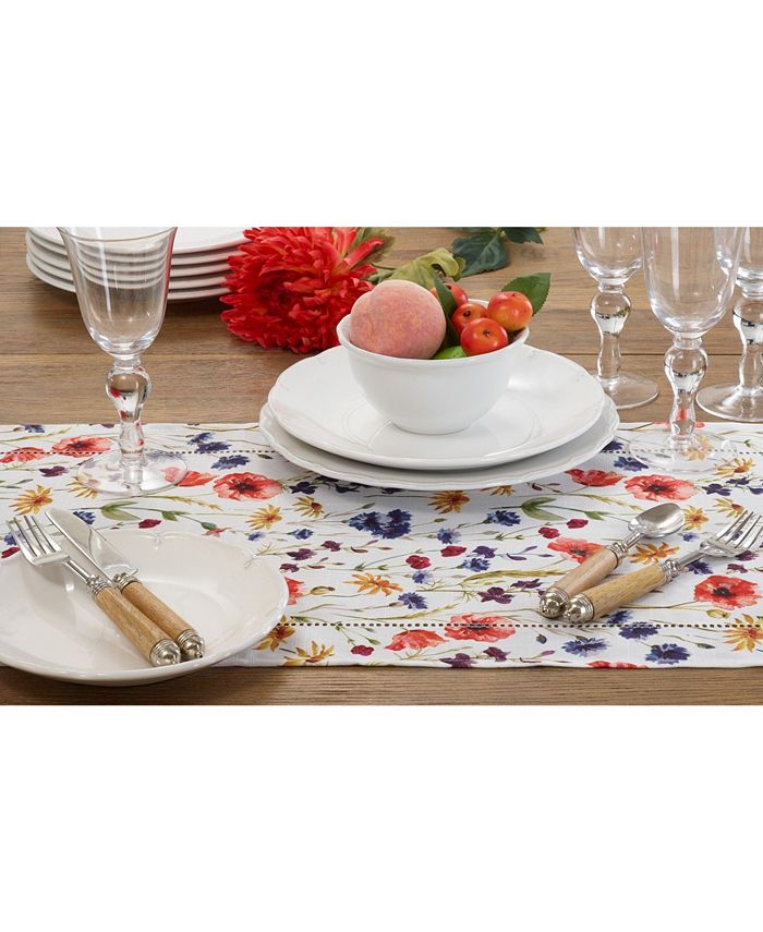 Saro Lifestyle Hemstitch Table Runner With Floral Design, 72 X 16 6 Saro Lifestyle Hemstitch Table Runner With Floral Design, 72 X 16 - Image 4